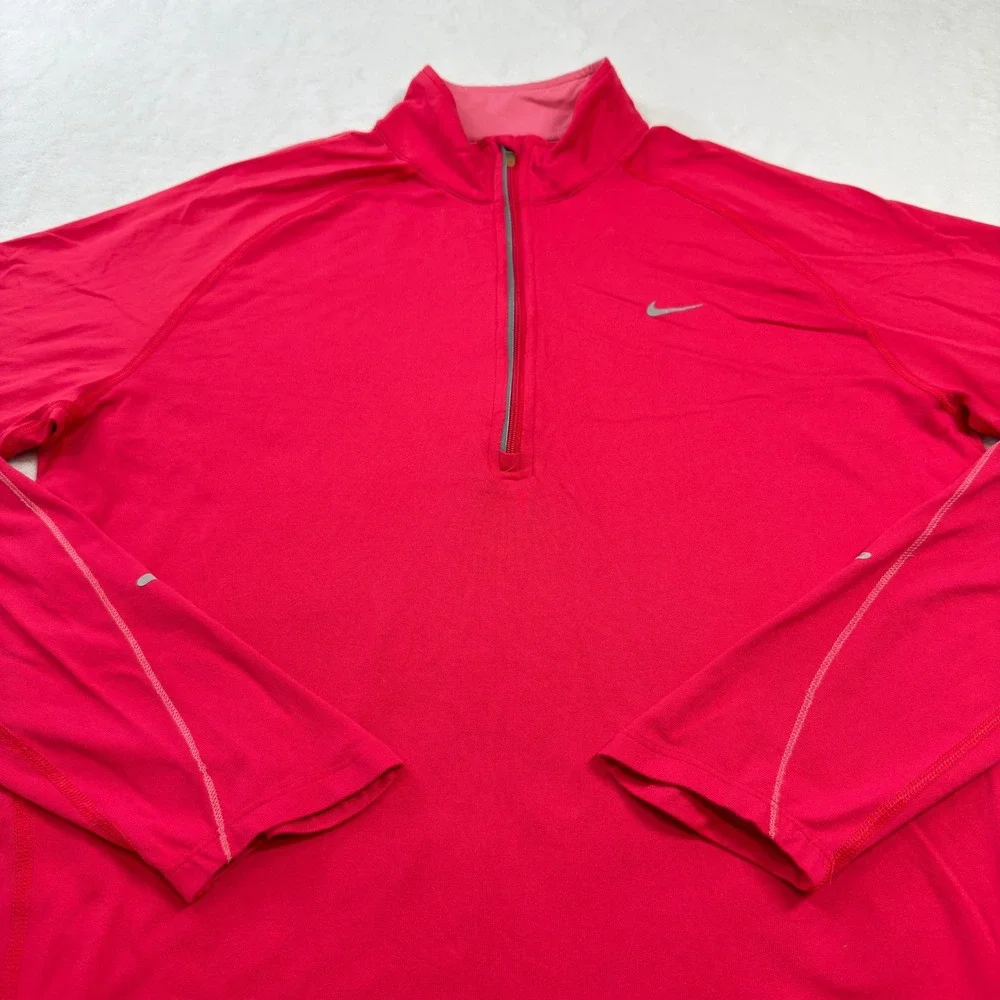 Nike Dri-FIT Quarter Zip Pullover Women Large Pink 321646-691 Long Sleeve Good‎